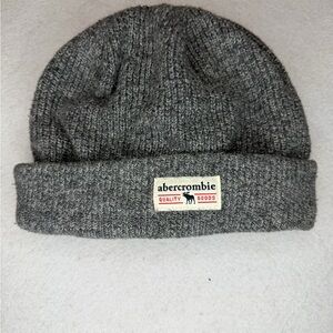 Abercrombie Gray Knit Beanie Kids Unisex 100% Cotton Ribbed Stretchy Soft A&F
